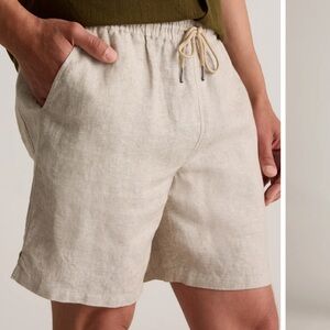 NWT QUINCE 100% European Linen Drawstring Beach Shorts - 7" Medium Flax 5109